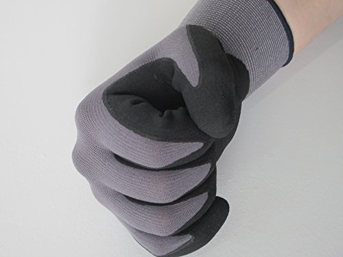 (10-Pair) S.C. 0255 Nitrile Micro-Foam Palm Coated Seamless Knit Glove with 15 Gauge Nylon Shell Gray Size-Large thumbnail