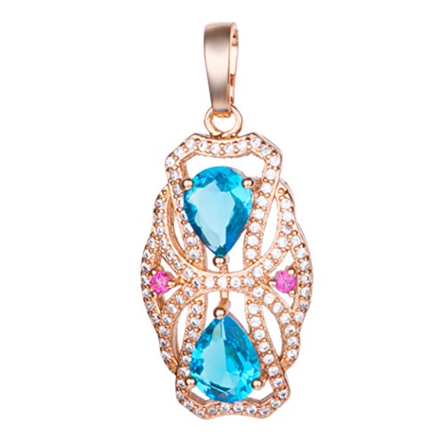 Romantic Time Women Girls Jewelry Charm Fashion Rhinestone Pendants Necklace(Blue)