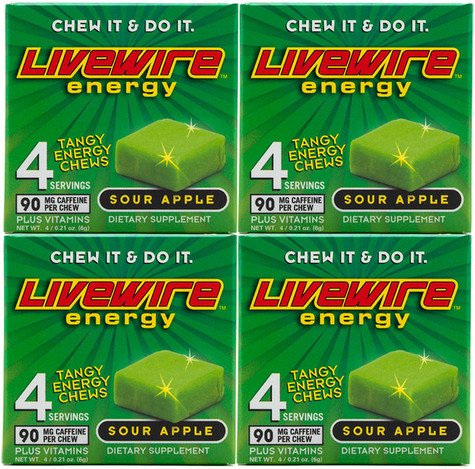 LiveWire Energy Chews 4x4 Pack Sour Apple