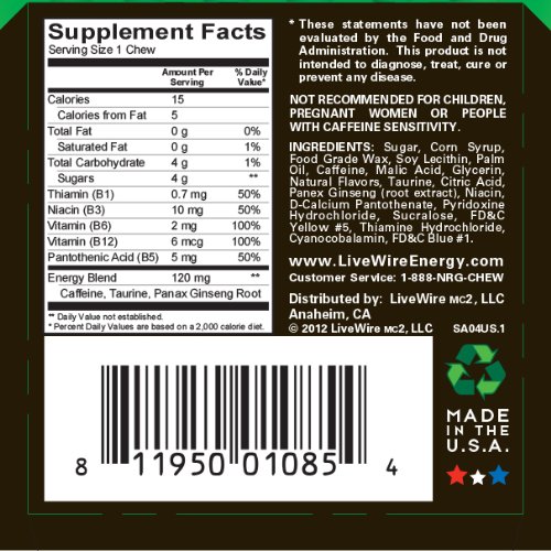 LiveWire Energy Chews 4x4 Pack Sour Apple thumbnail