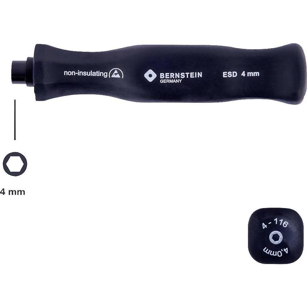 Bernstein Tools 4-116 ESD Schraubendrehergriff Bitmagnethalteraufnahme 5/32 Zoll 95 Mm 5/32  (4 Mm