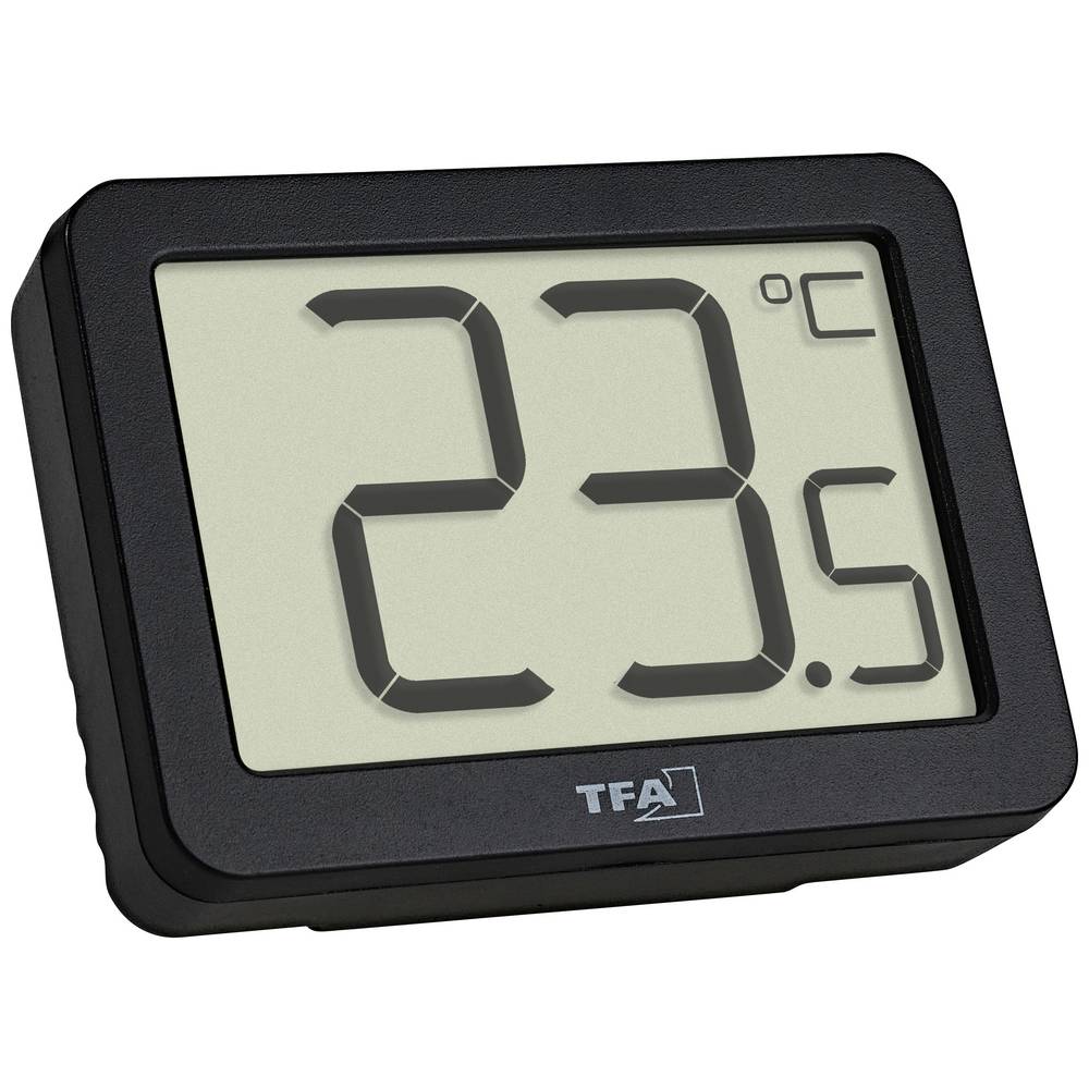 TFA Dostmann Digital Thermometer 30.1065.01 Indoor Temperature Control Maximum Minimum Values Small Black
