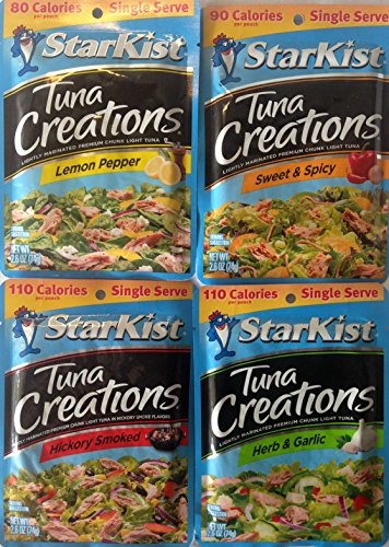 Starkist Tuna Creations - Variety Pack; Hickory Smoked, Herb & Garlic, Lemon Pepper, Sweet & Spicy (Pack of 4)