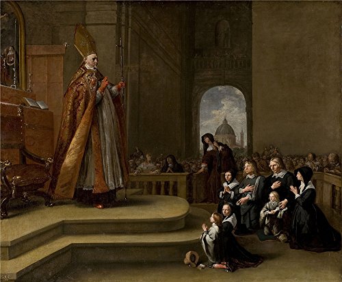 The Perfect Effect Canvas of Oil Painting 'Breenbergh Bartholomeus El Obispo Rovenius Bendiciendo a Una Familia (de Jacob Van Wassenaer) Ca. 1650 ' ,s