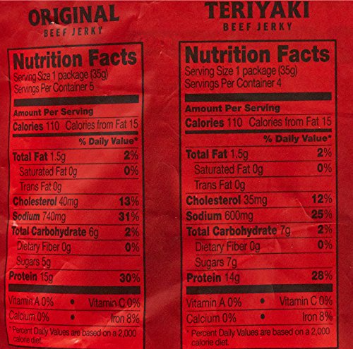 Jack Link's Beef Jerky Variety Pack Includes Original and Teriyaki Flavors, on the Go Snacks, 13g of Protein per Serving, 9 Count of 1.25 Oz Bags thumbnail