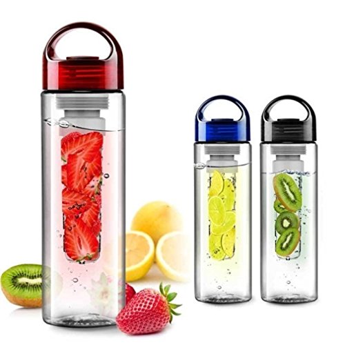 700ML Fruit Infusing Infuser Water Bottle Sports Health Lemon Juice Make Shaker Bottle (BLACK)