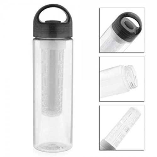 700ML Fruit Infusing Infuser Water Bottle Sports Health Lemon Juice Make Shaker Bottle (BLACK) thumbnail