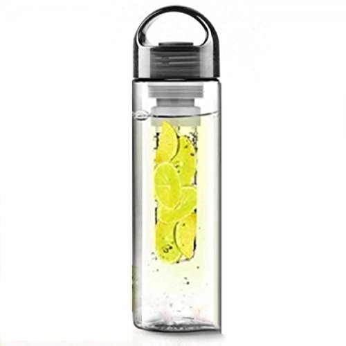 700ML Fruit Infusing Infuser Water Bottle Sports Health Lemon Juice Make Shaker Bottle (BLACK) thumbnail