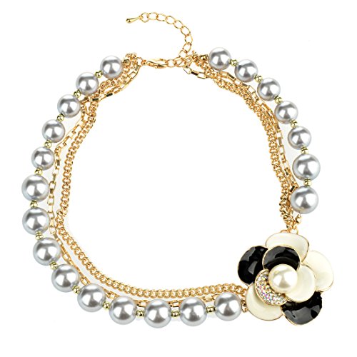 Btime Lady Simple Charming a Flower Pearl Necklace(silver)