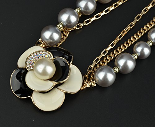 Btime Lady Simple Charming a Flower Pearl Necklace(silver) thumbnail