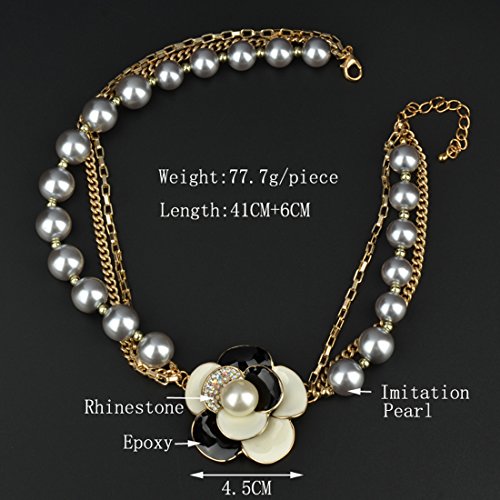 Btime Lady Simple Charming a Flower Pearl Necklace(silver) thumbnail