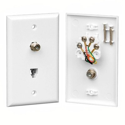 RJ-14 and F-81 Connector Wall Plate Color: Light Almond