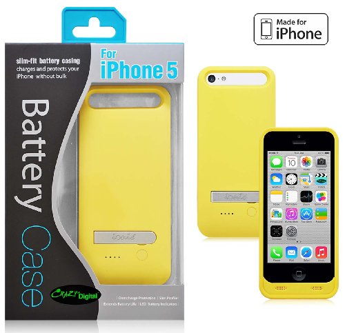 Ionic Rechargeable Extended Battery Apple iPhone 5C Case (at&T, T-Mobile, Sprint, Verizon) (Yellow)[MFI Apple Certification Pending]
