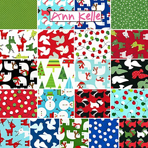 Robert Kaufman JINGLE Precut 5-inch Charm Pack Cotton Fabric Quilting Squares Assortment Ann Kelle CHS-334-42