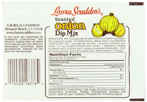 Laura Scudder's Dry Dip Mix, Toasted Onion, 0.5-Ounce (Pack of 24) thumbnail