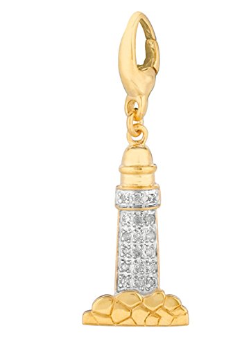 EZ Charms 0.09 TDW 14kt. Yellow Gold Plated Sterling Silver White Diamond Charm