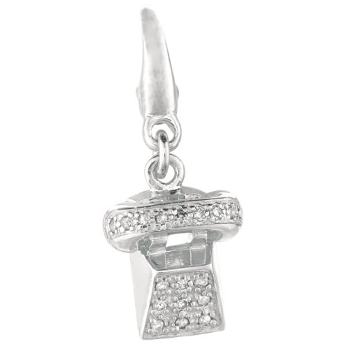 Sterling Silver 0.09ct TDW Diamond Telephone (Charm)