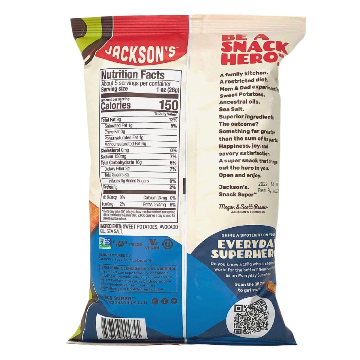 Jackson's Avocado Oil Sweet Potato Chips - Sea Salt 5oz thumbnail