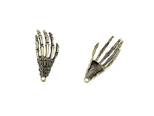 Qty 10 Pieces B48260 Skull Hand Ancient Antique Bronze Jewelry Making Charms Findings Bulk Retro Accessoires Lots Vintage for Bracelet Necklace
