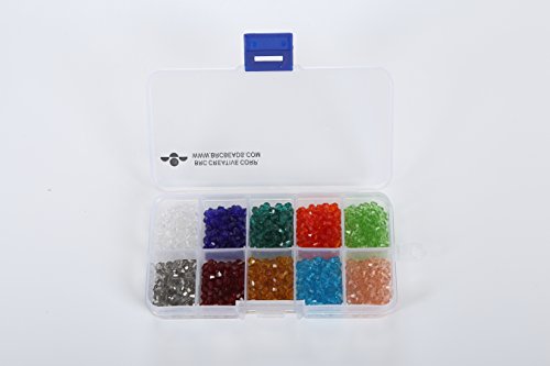 BRCbeads Crystal Glass Beads Finding Spacer Charms 1000pcs Faceted Bicone Shape 4mm Assorted Colors Include Plastic Jewelry Container Box Wholesale Mi thumbnail
