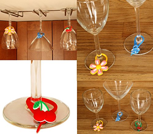 10 Pcs Frozen # 2 Colorful Glass Charms Wineglass Drink Marker thumbnail
