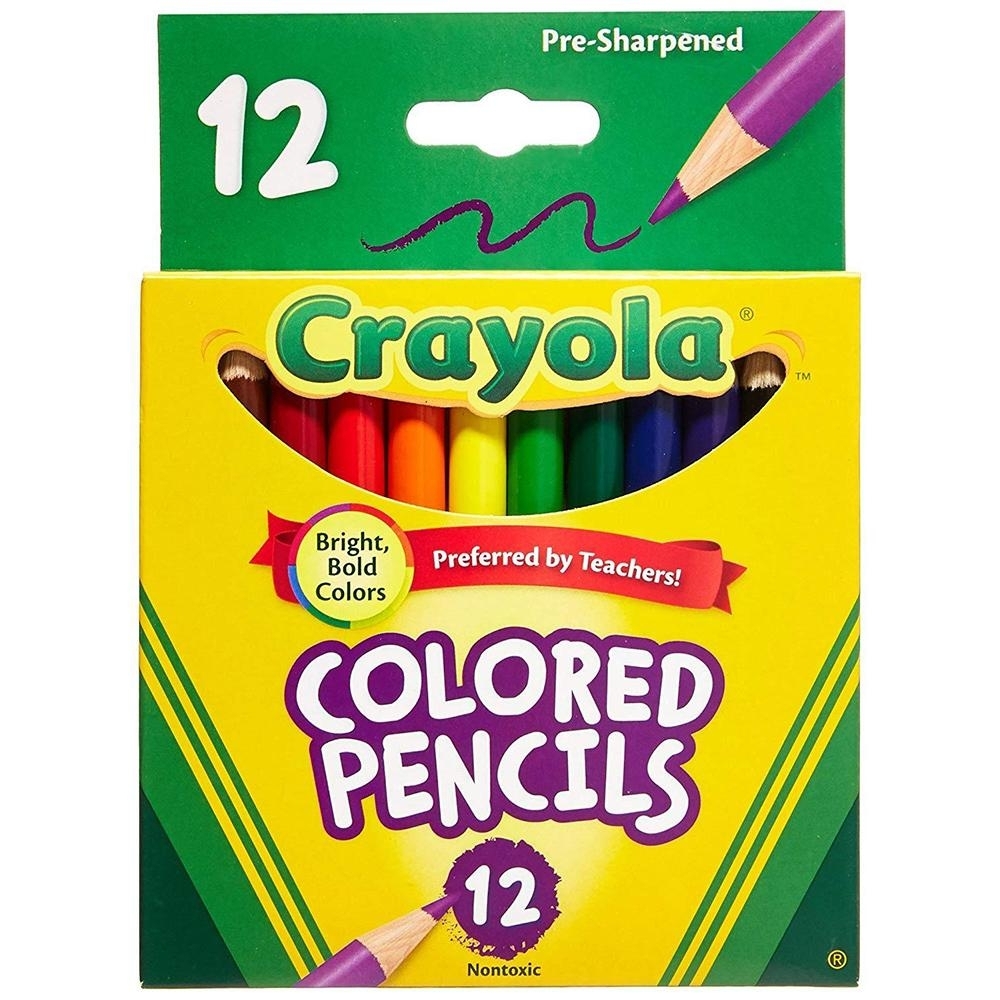 Crayola Short Barrel Colored Woodcase Pencils, 12 Assorted Colors