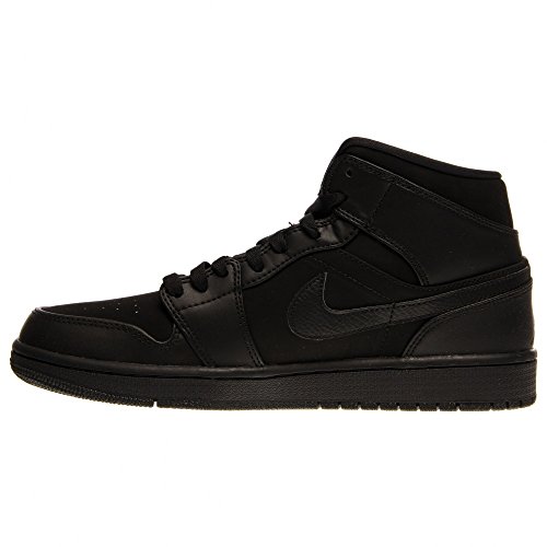 Nike Jordan Men's Jordan 1 Mid Black/Black/Black Basketball Shoe 10 Men US thumbnail