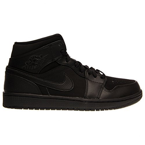 Nike Jordan Men's Jordan 1 Mid Black/Black/Black Basketball Shoe 10 Men US thumbnail