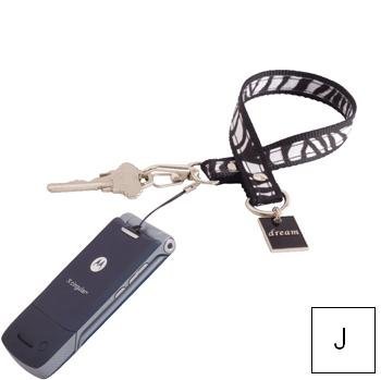 Charming KEYper 2011-16-1008 Black Zebra Key Finder J Initial Charm