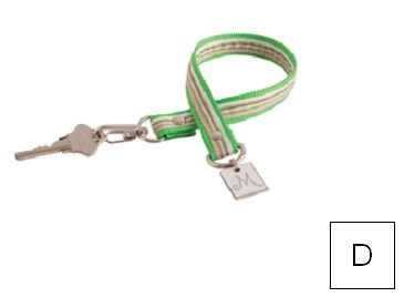 Charming KEYper 3040-17-1004 Lime Stripe Key Finder D Initial Charm