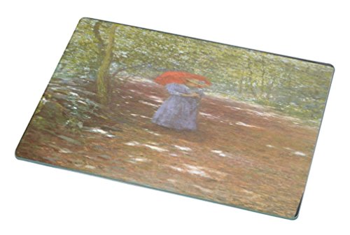 Rikki Knight RK-LGCB-3443 Antonin Slavicek Art Walking in the Park Glass Cutting Board, Large, White