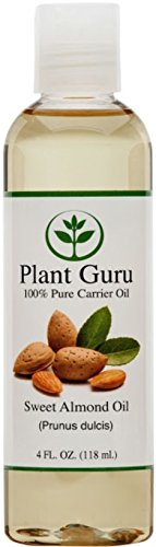 Sweet Almond Oil 4 Oz Cold Pressed Carrier 100% Pure Natural for Skin  Body  Face  and Hair Growth Moisturizer. Great for Creams  Lotions  Lip Balm an