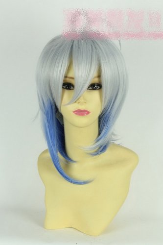 Short Silver and Blue Straight Cosplay Wig Wig AMNESIA Amnesia IKKI Taniyama Kisho Charm Cosplay Wig Spades Gradient Wig
