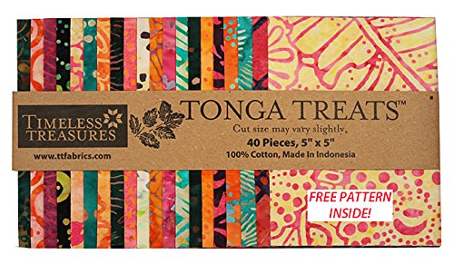 Timeless Treasures PASHMINA BATIKS Tonga Treat Minis Precut 5-inch Cotton Fabric Quilting Squares Charm Pack Assortment