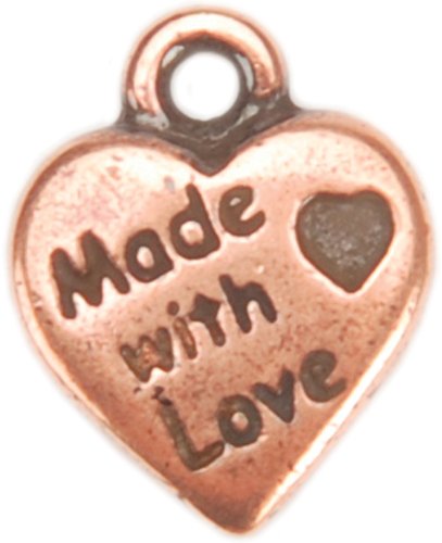 Metal Charms 1/Pkg-Copper Made with Love Heart