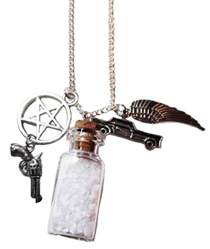 Supernatural TV Series Salt Bottle Protection CHARMS NECKLACE on 24 Inch Chain