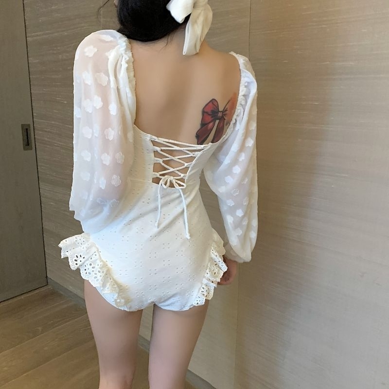 Cover-ups Women Girlish Trendy Simple Summer Backless Ins New Hollow Out Sexy Korean Style Cozy Fashion Sweet Young Vacation BF - 9306 White, L thumbnail