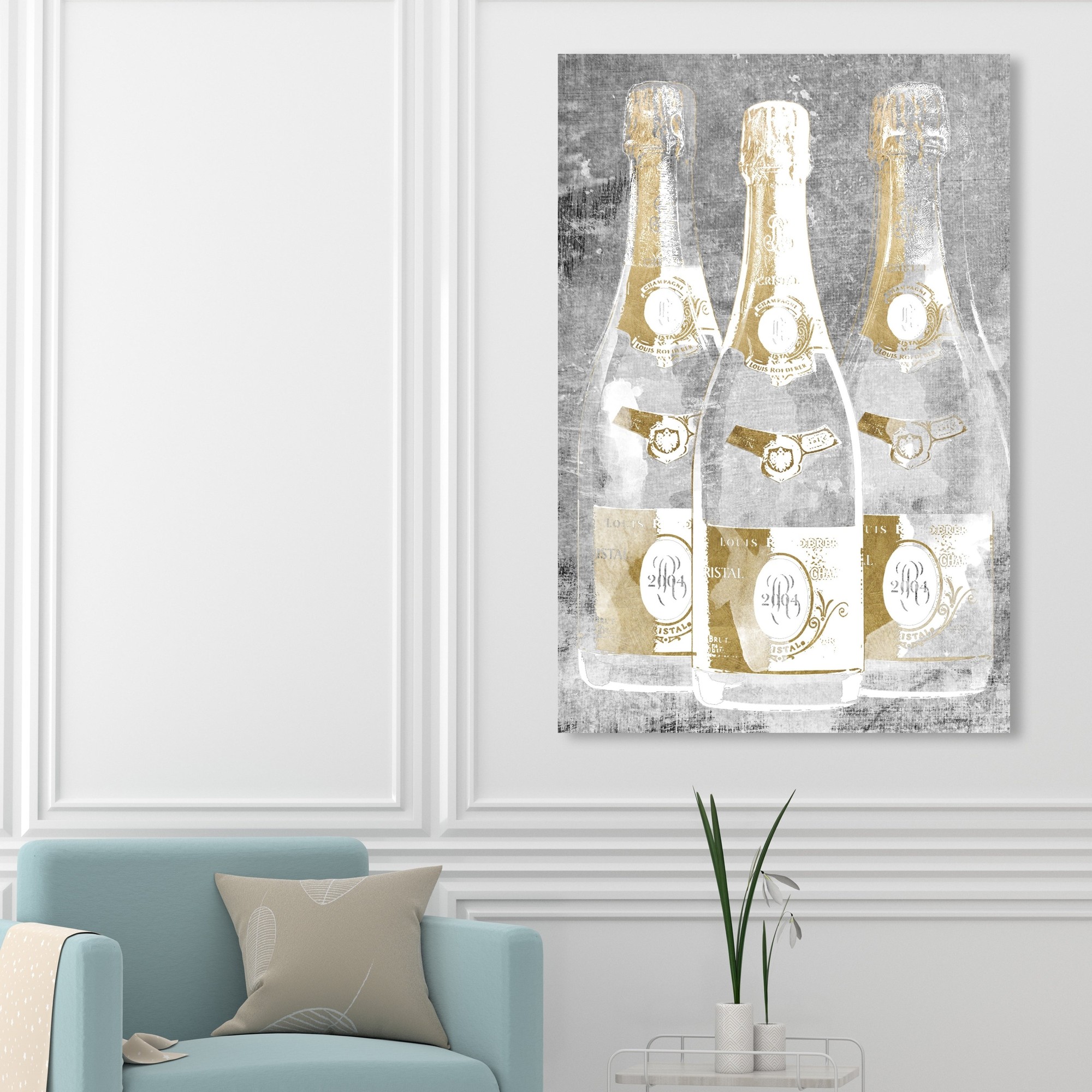 Oliver Gal 'Golden Hour Party White' Drinks and Spirits Wall Art Canvas Print - Gold, White