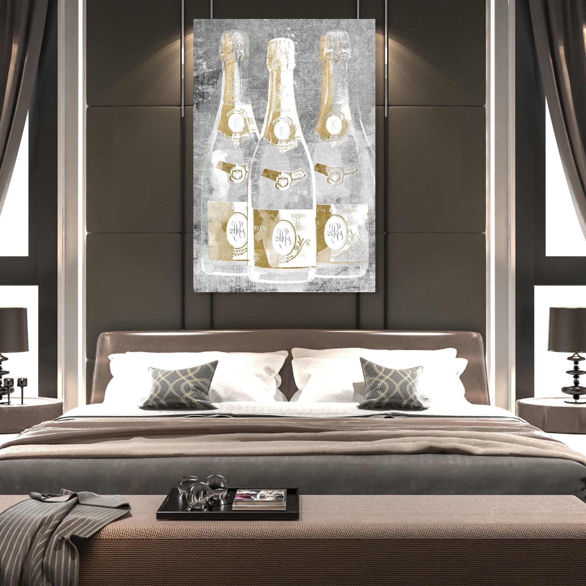 Oliver Gal 'Golden Hour Party White' Drinks and Spirits Wall Art Canvas Print - Gold, White thumbnail