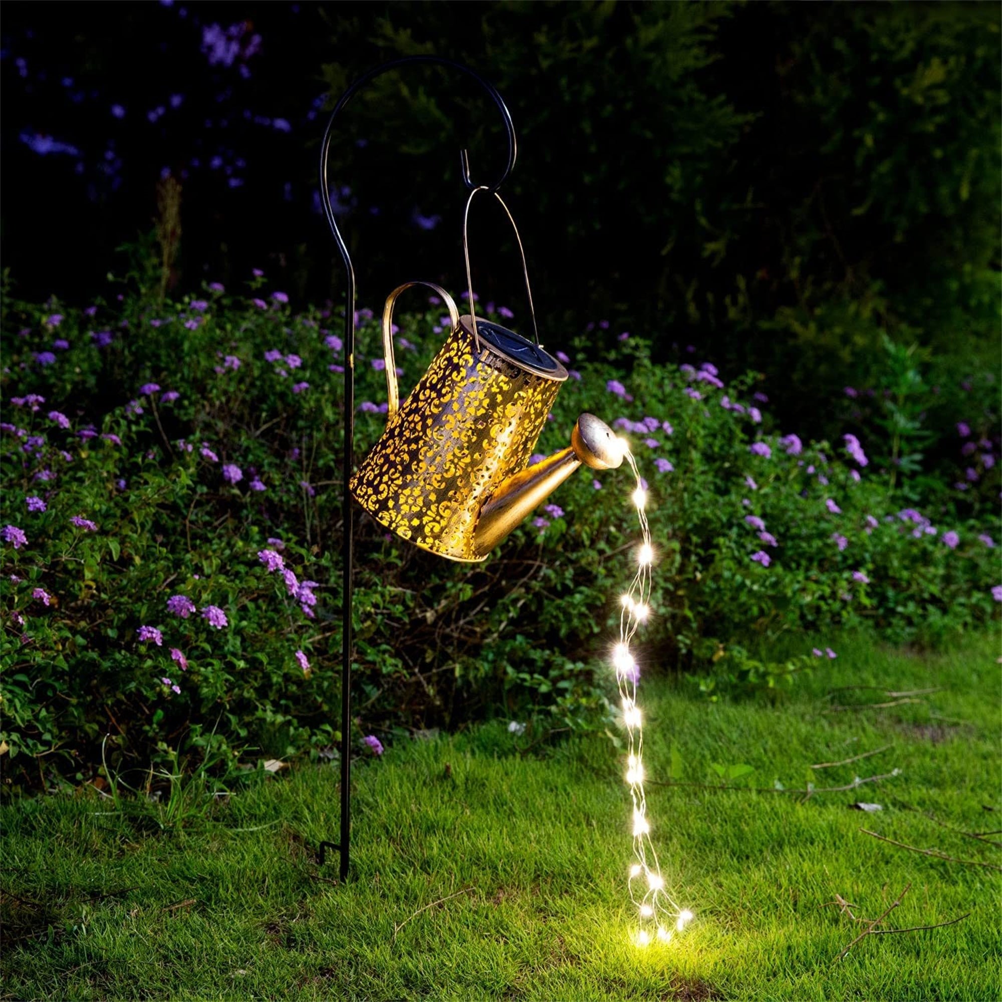 Solar Lights Garden Path Light Hanging Lantern Waterproof Watering Can
