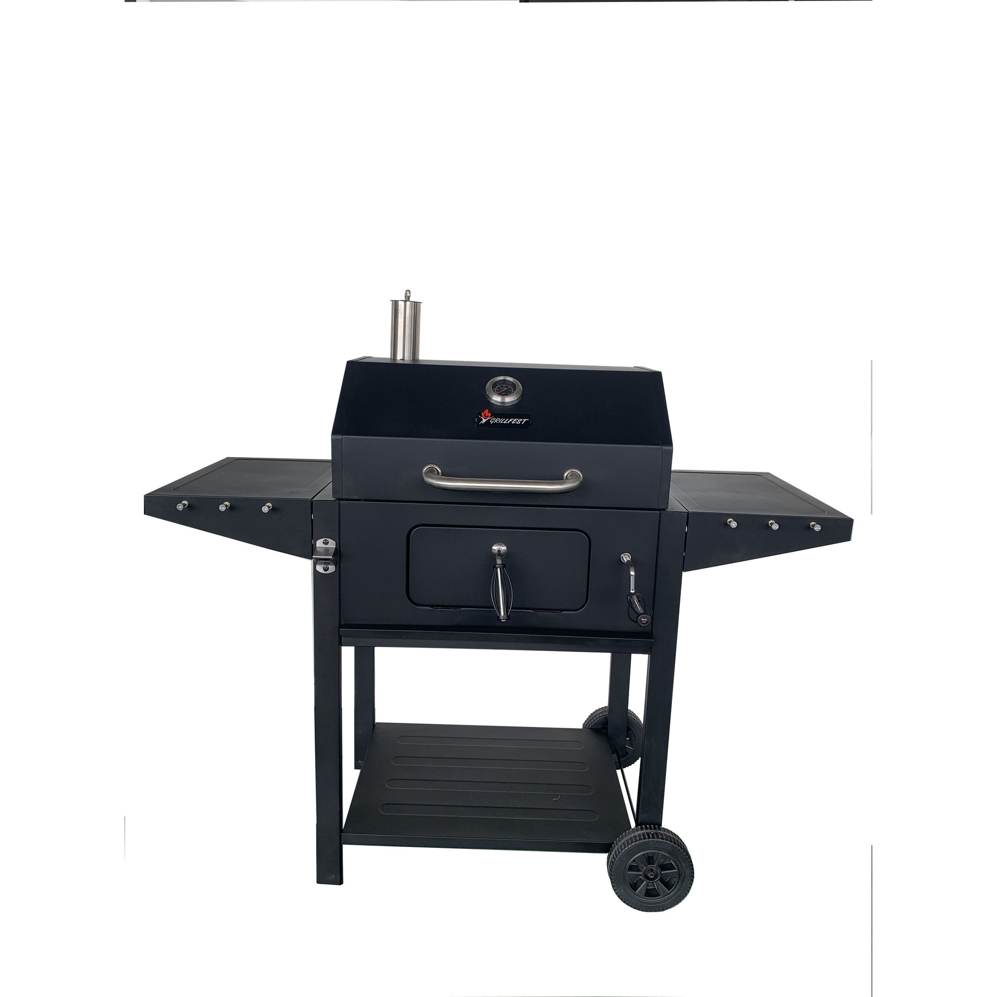 Deluxe Cart Style Charcoal Grill in Black with Thermometer thumbnail