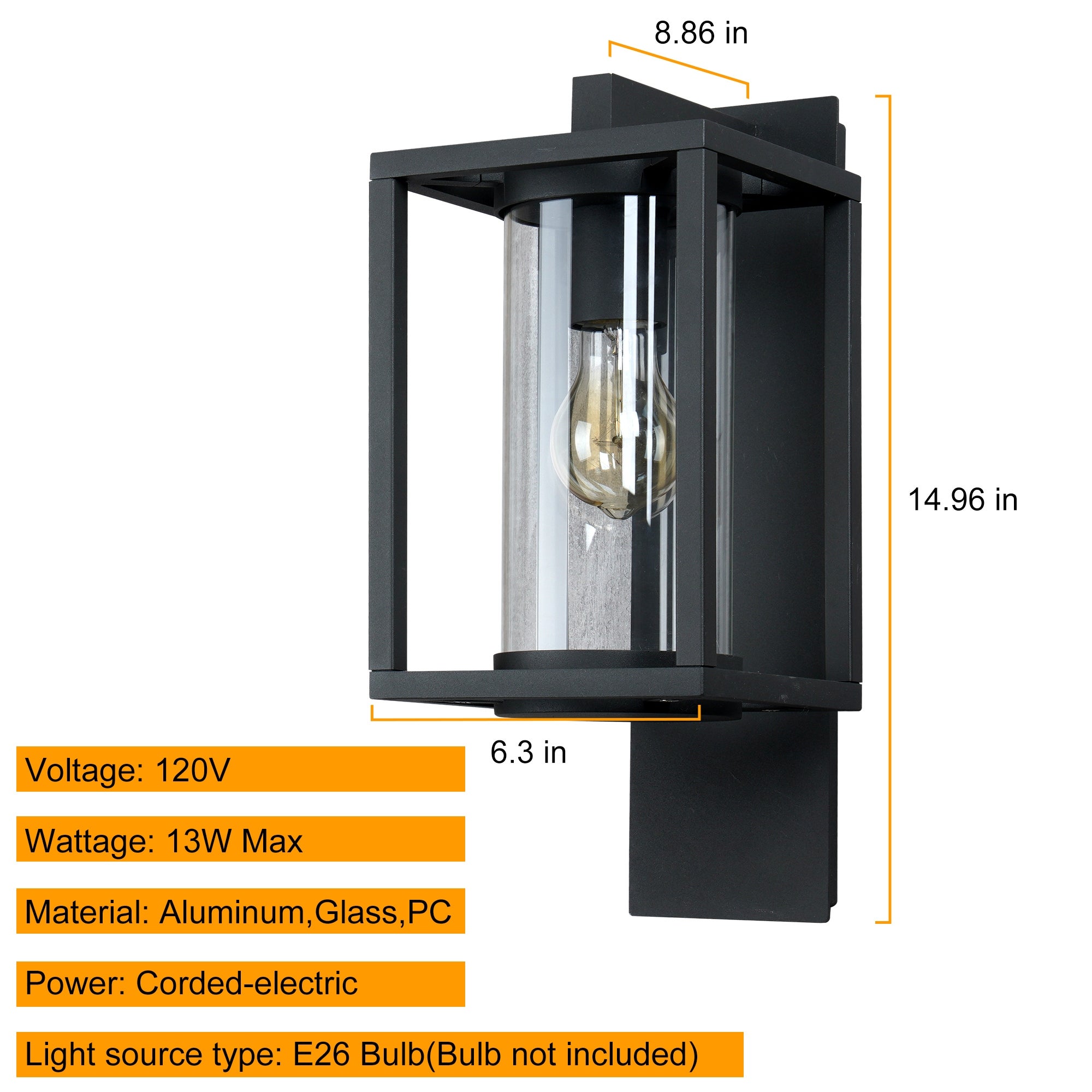 Inowel Wall Light Outdoor Wall Mount Lamp E26 Bulb (Not Include) thumbnail