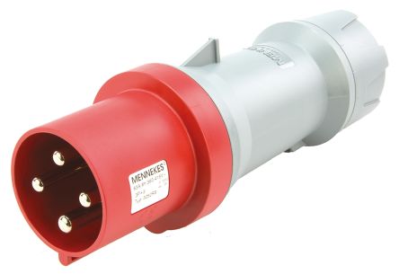 MENNEKES, PowerTOP IP44 Red Cable Mount 3P+PE Straight Industrial Power Connector, 63A, 400 V