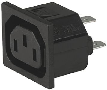 Schurter C13 Straight Snap-in IEC Connector, 250 V Female, 15A