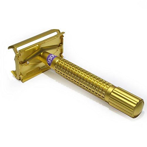 WEISHI 9306-B Matt Gold Twist to Open Double Edge Safety Razor with 10 Razor Blades thumbnail