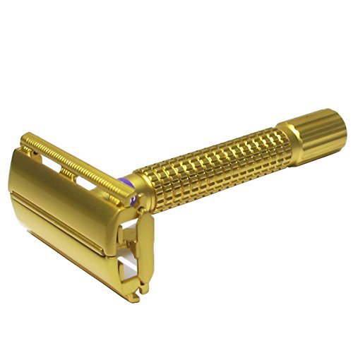 WEISHI 9306-B Matt Gold Twist to Open Double Edge Safety Razor with 10 Razor Blades thumbnail