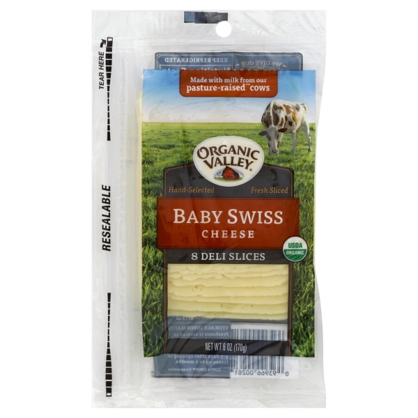 Organic Sliced Baby Swiss Cheese, 6 Oz