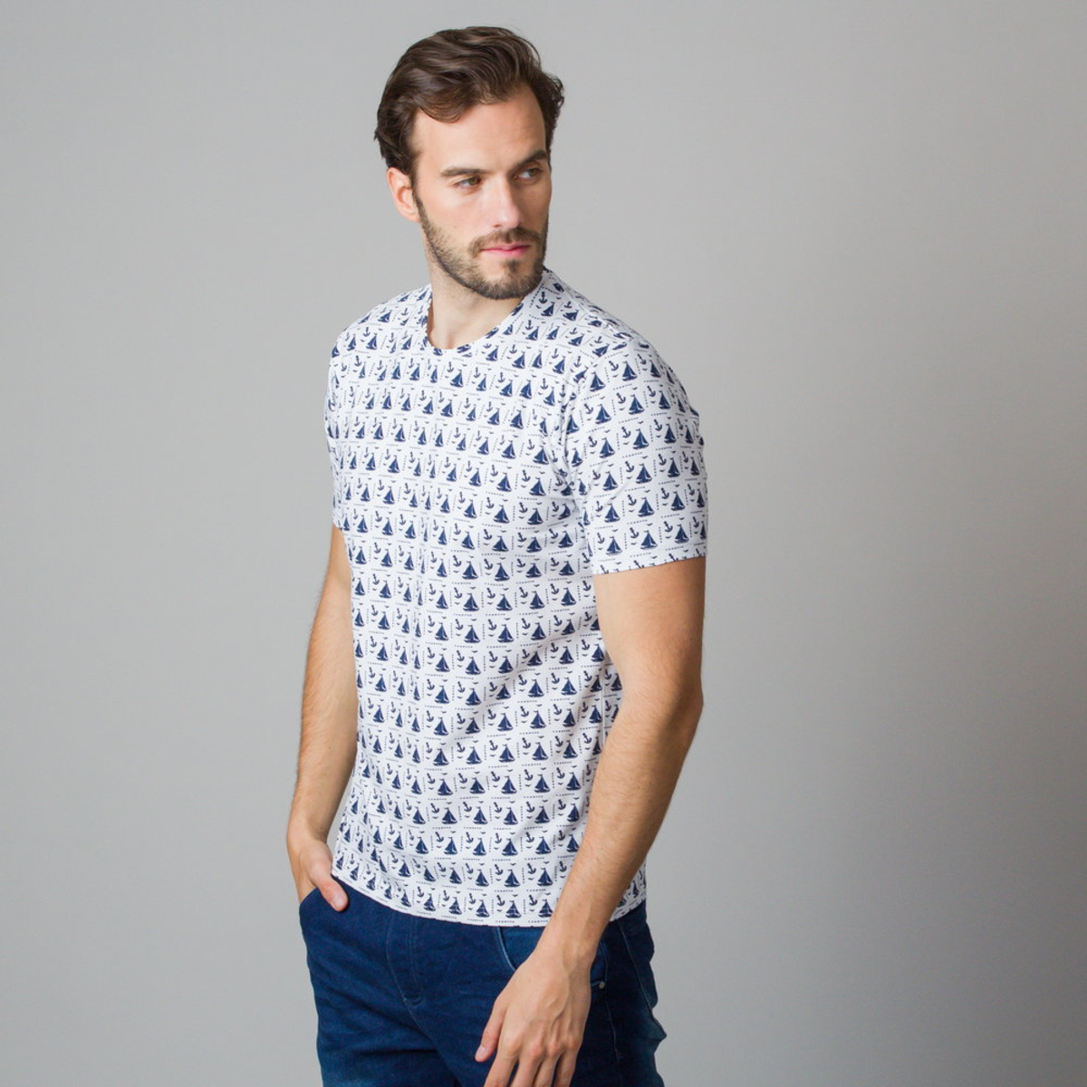 Herren-t-shirt Mit Aufdruck Von Segelbooten Und Ankern 11808 M thumbnail