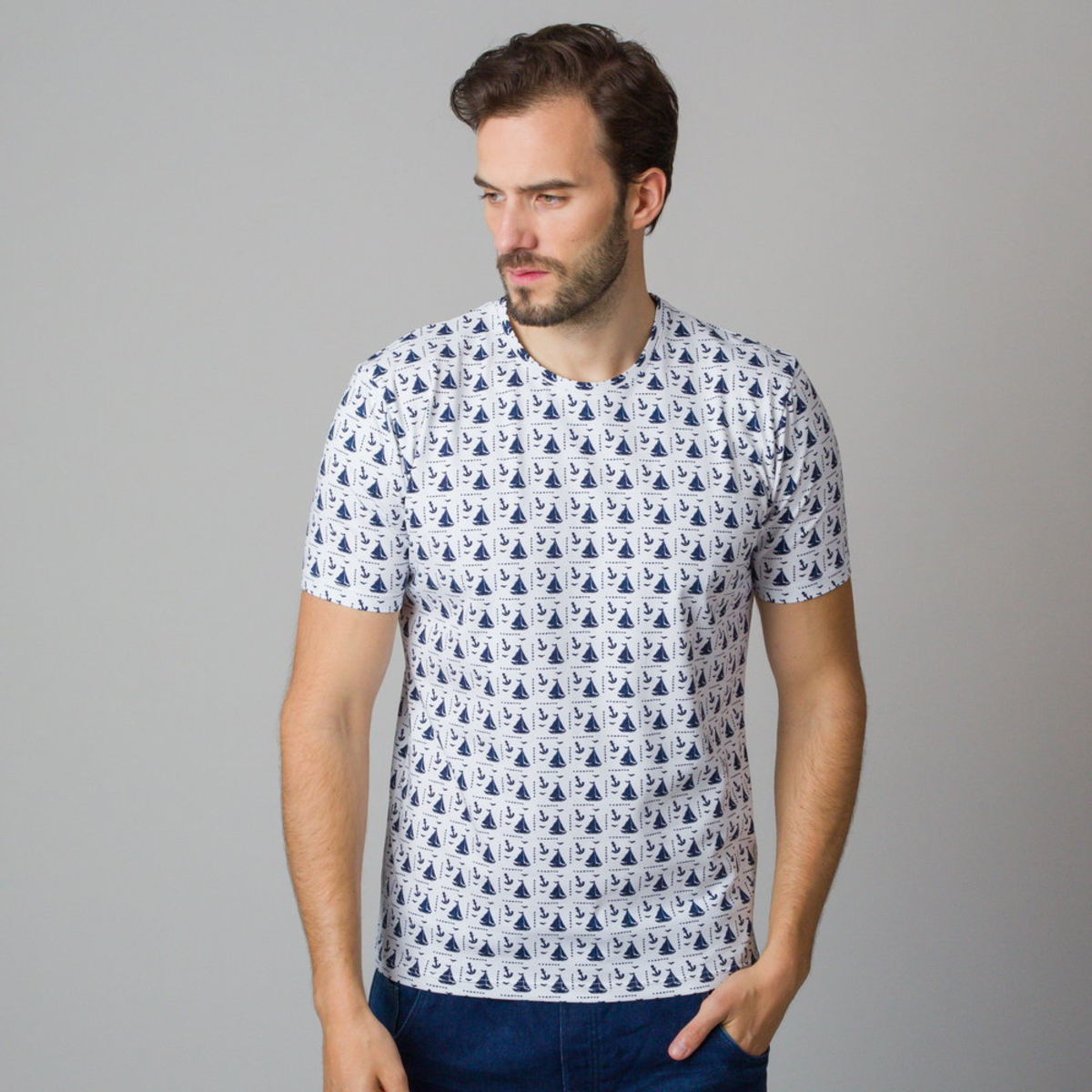 Herren-t-shirt Mit Aufdruck Von Segelbooten Und Ankern 11808 M thumbnail