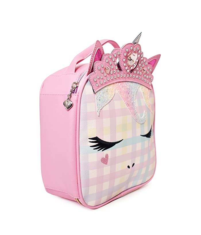 OMG Accessories Kid's Gwen Gingham Crown Unicorn Lunch Bag - Bubble Gum thumbnail